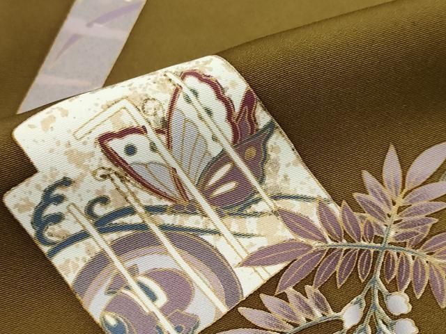 平和屋着物●訪問着 作家物 駒刺繍 糸車花蝶文 源氏香 暈し染め 金彩 正絹 逸品 DABL1050ud