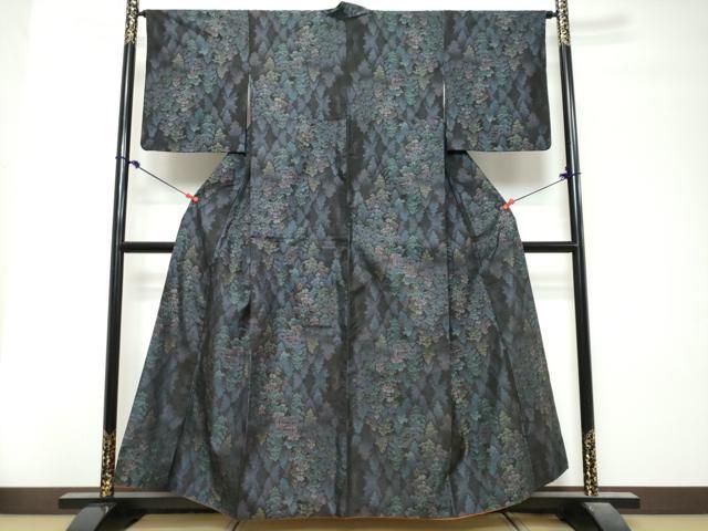 平和屋着物●本場大島紬 9マルキ 樹林文 正絹 逸品 DABL1051ud
