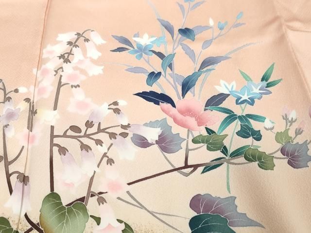 平和屋着物●訪問着 流水草花文 暈し染め 金彩 正絹 逸品 未使用 DABL1054ud