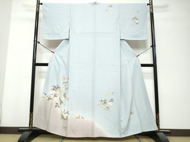 平和屋着物●訪問着 枝花文 暈し染め 正絹 逸品 DABL1058ud