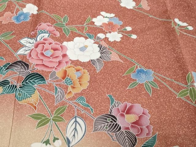 平和屋着物●訪問着 友禅 草花文 暈し染め 正絹 逸品 DABL1059ud