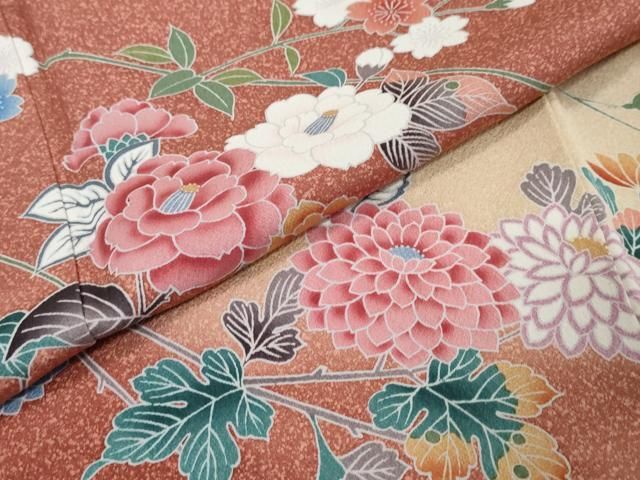 平和屋着物●訪問着 友禅 草花文 暈し染め 正絹 逸品 DABL1059ud