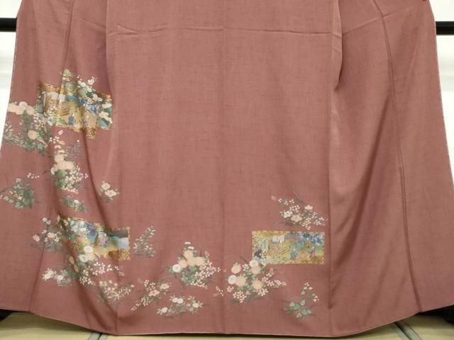 平和屋着物●訪問着 人物風景草花文 金彩 高島屋扱い 正絹 逸品 DABL1063ud