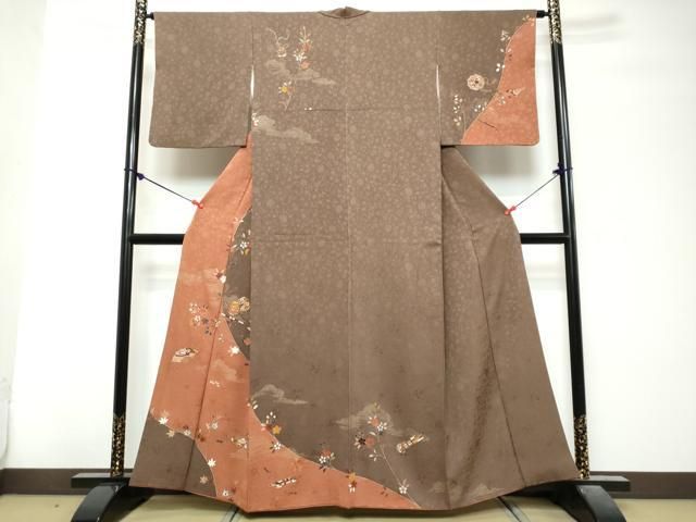 平和屋着物●訪問着 駒刺繍 鼓草花文 金彩 正絹 逸品 DABL1064ud