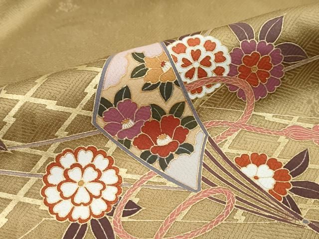 平和屋着物●訪問着 扇舞花文 暈し染め 金彩 正絹 逸品 未使用 DABL1065ud