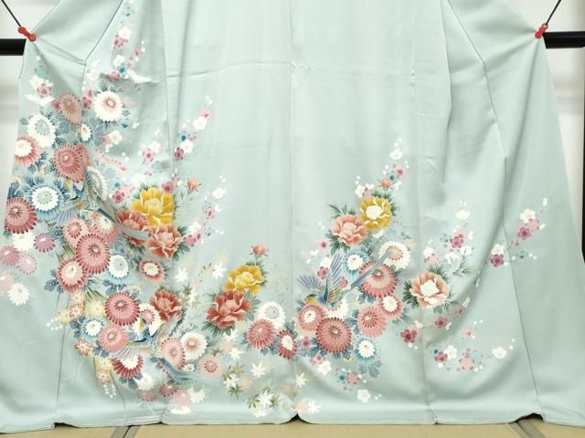 平和屋着物●訪問着 友禅 花鳥文 ロング丈 正絹 逸品 DABL1067ud