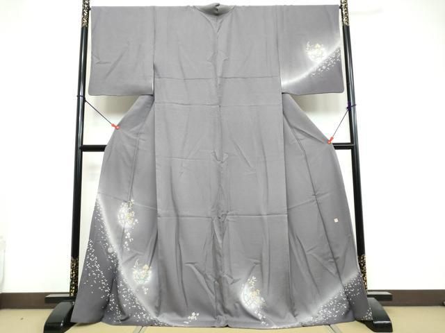 平和屋着物●訪問着 作家物 草花文 暈し染め 金銀彩 正絹 逸品 DABL1076ud