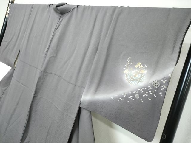 平和屋着物●訪問着 作家物 草花文 暈し染め 金銀彩 正絹 逸品 DABL1076ud