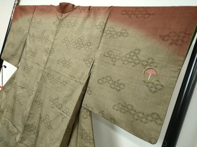 平和屋着物●訪問着 紬地 刺繍 吉祥花丸文 金糸 正絹 逸品 DABL1081ud