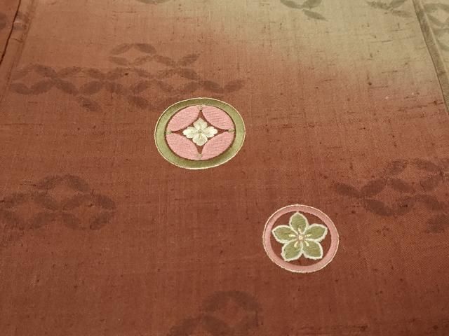 平和屋着物●訪問着 紬地 刺繍 吉祥花丸文 金糸 正絹 逸品 DABL1081ud