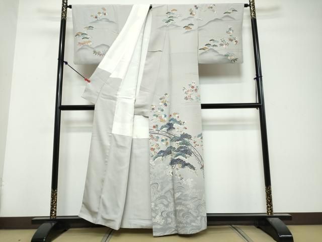 平和屋着物●訪問着 浜松枝花文 暈し染め 金彩 正絹 逸品 DABL1091ud