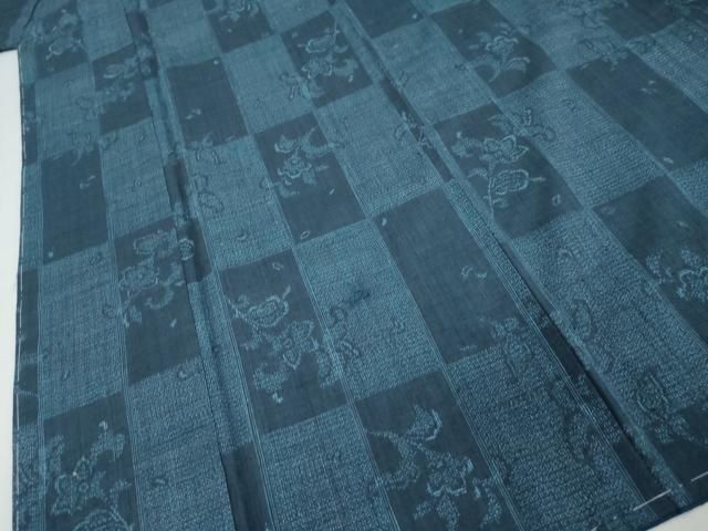 平和屋着物●天覧 永井千代子 本場結城紬 重要無形文化財 100亀甲 短冊草花文 反端付き 正絹 逸品 未使用 DABL1095ud