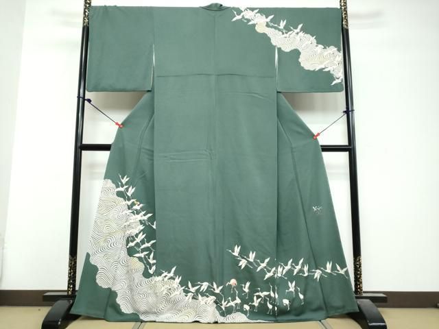 平和屋着物●訪問着 作家物 飛鶴文 金彩 正絹 逸品 DABL1099ud