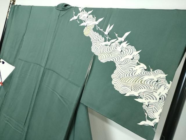 平和屋着物●訪問着 作家物 飛鶴文 金彩 正絹 逸品 DABL1099ud