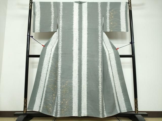 平和屋着物●訪問着 杢目絞り 草花文 金彩 正絹 逸品 DABL1102ud