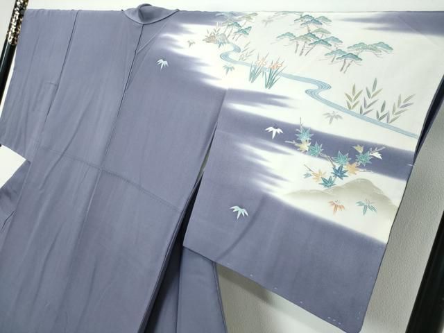 平和屋着物●名門・上野家 上野街子 清染居 訪問着 風景草花文 暈し染め 反端付き 正絹 逸品 DABL1112ud