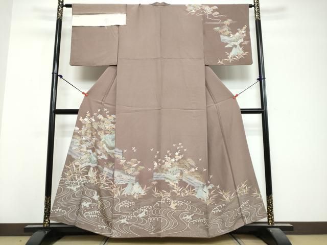 平和屋着物●訪問着 風景文 金彩 反端付き 正絹 逸品 DABL1123ud