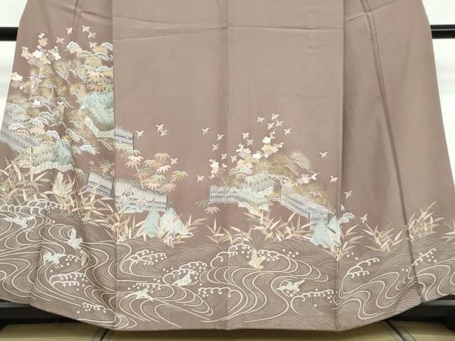 平和屋着物●訪問着 風景文 金彩 反端付き 正絹 逸品 DABL1123ud