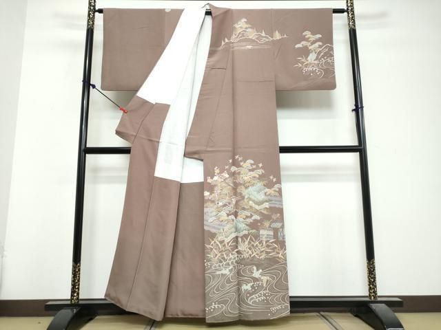 平和屋着物●訪問着 風景文 金彩 反端付き 正絹 逸品 DABL1123ud