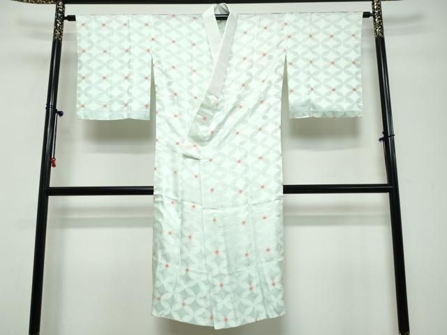 平和屋着物●長襦袢 無双仕立て 七宝地紋 青磁鼠色 正絹 逸品 DABL1124ud