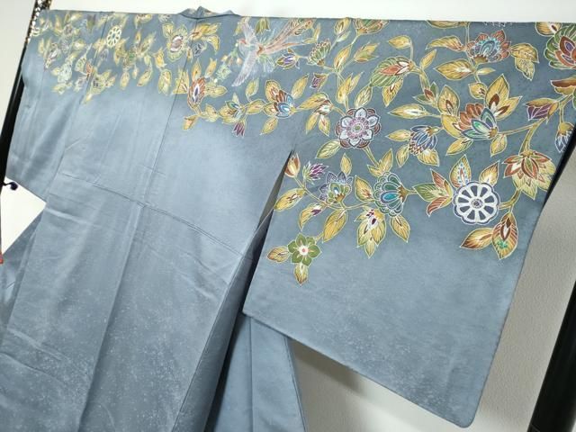 平和屋着物●訪問着 作家物 花鳥文 暈し染め 金彩 正絹 逸品 DABL1137ud
