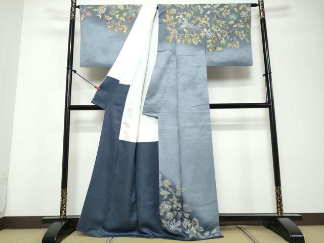 平和屋着物●訪問着 作家物 花鳥文 暈し染め 金彩 正絹 逸品 DABL1137ud