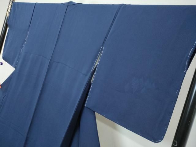 平和屋着物●無地絵羽訪問着 ドロンワーク 樹林地紋 鉄紺色 正絹 逸品 DABL1139ud