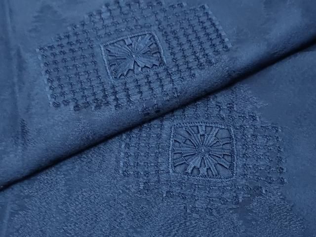 平和屋着物●無地絵羽訪問着 ドロンワーク 樹林地紋 鉄紺色 正絹 逸品 DABL1139ud