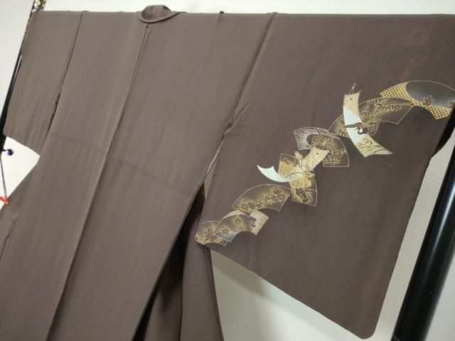 平和屋着物●訪問着 刺繍 地紙飛鶴花文 金銀彩 正絹 逸品 DABL1140ud