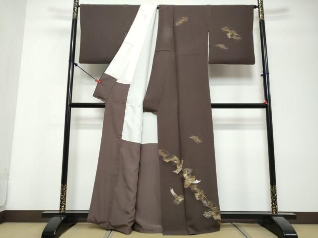 平和屋着物●訪問着 刺繍 地紙飛鶴花文 金銀彩 正絹 逸品 DABL1140ud