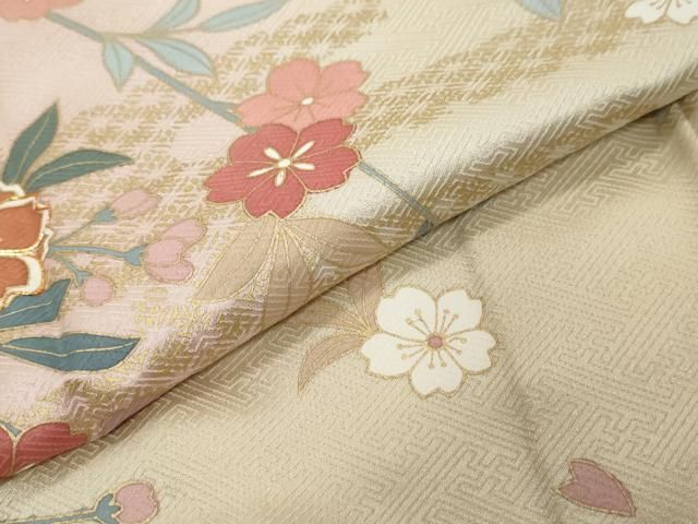 平和屋着物●訪問着 作家物 駒刺繍 枝垂れ花文 暈し染め 金彩 正絹 逸品 DABL1148ud