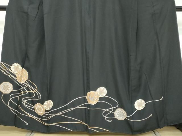 平和屋着物●豪華黒留袖 花鳥文 金銀彩 正絹 逸品 DABL1151ud