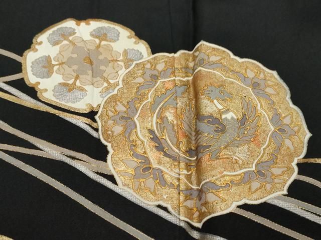 平和屋着物●豪華黒留袖 花鳥文 金銀彩 正絹 逸品 DABL1151ud