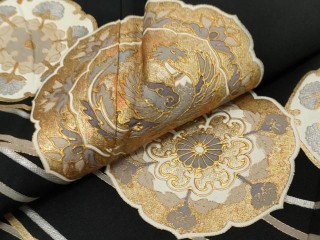 平和屋着物●豪華黒留袖 花鳥文 金銀彩 正絹 逸品 DABL1151ud
