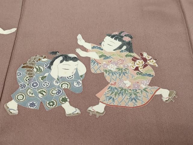 平和屋着物●訪問着 友禅 作家物 童子遊び 正絹 逸品 DABL1154ud