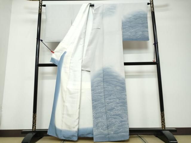 平和屋着物●訪問着 立波文 暈し染め 鬼しぼ縮緬 正絹 逸品 DABL1155ud
