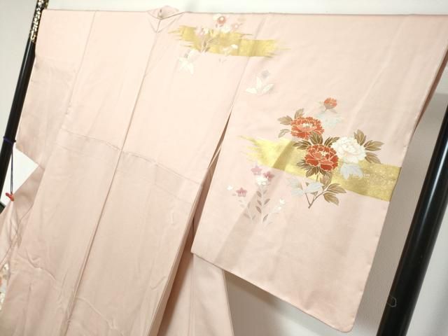 平和屋着物●訪問着 作家物 駒刺繍 草花文 金彩 正絹 逸品 DABL1166ud