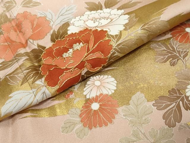 平和屋着物●訪問着 作家物 駒刺繍 草花文 金彩 正絹 逸品 DABL1166ud