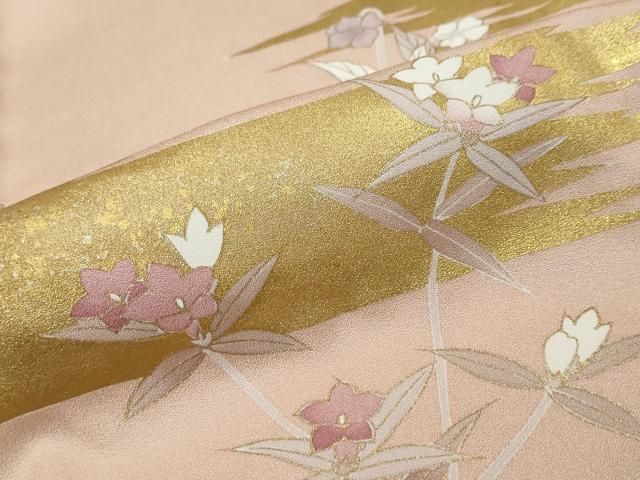 平和屋着物●訪問着 作家物 駒刺繍 草花文 金彩 正絹 逸品 DABL1166ud