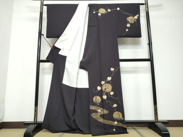 平和屋着物●訪問着 刺繍 蔦の葉文 金彩 正絹 逸品 DABL1176ud