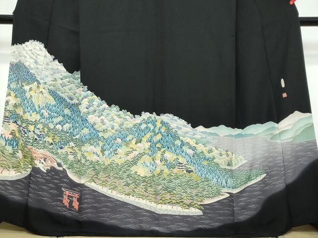 平和屋着物●本加賀友禅作家 小川孝司 黒留袖 宮島 正絹 逸品 DABL1178ud