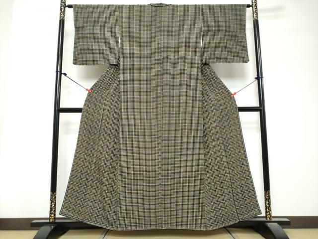 平和屋着物●上質な小紋 変わり格子文 正絹 逸品 未使用 DABL1182ud
