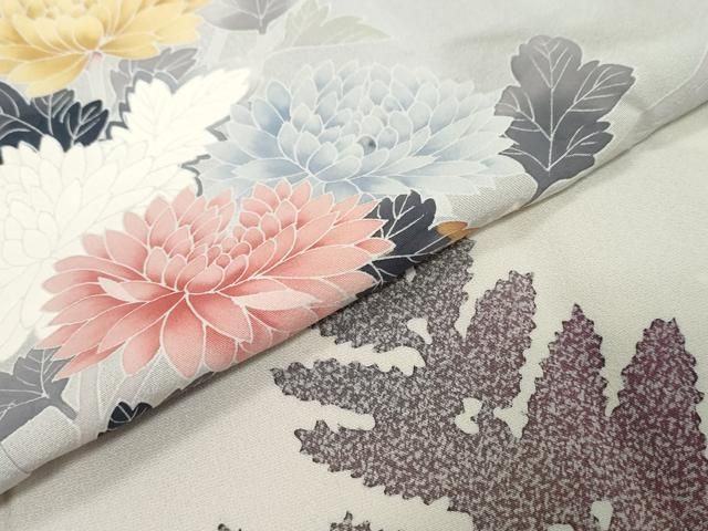 平和屋着物●訪問着 友禅 作家物 草花文 シルエット 正絹 逸品 DABL1184ud