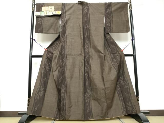 平和屋着物●結城紬 泥染絣 南天文 証紙付き 正絹 逸品 DABL1187ud