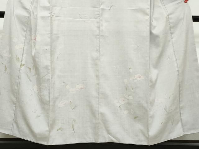 平和屋着物●訪問着 紬地 手描き 草花文 反端付き 正絹 逸品 DABL1194ud