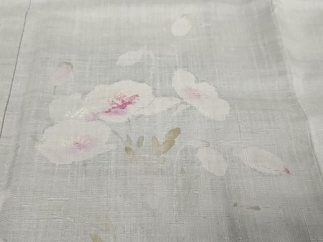 平和屋着物●訪問着 紬地 手描き 草花文 反端付き 正絹 逸品 DABL1194ud