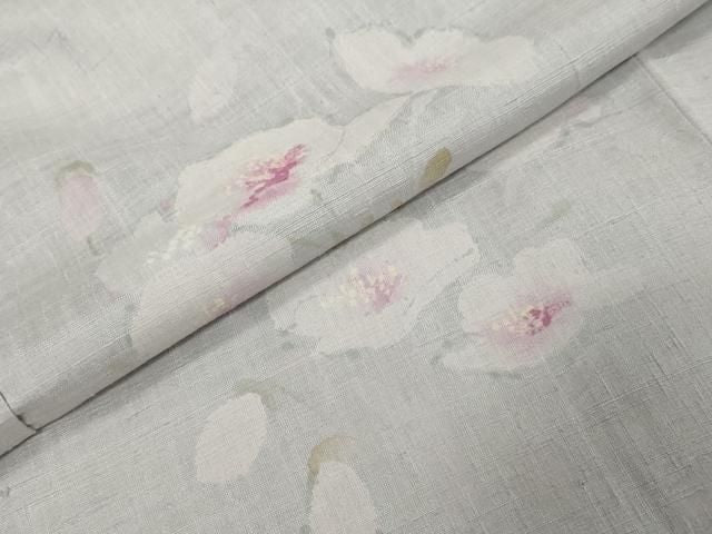 平和屋着物●訪問着 紬地 手描き 草花文 反端付き 正絹 逸品 DABL1194ud
