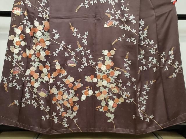 平和屋着物●訪問着 駒刺繍 花蝶文 金彩 ますいわ屋扱い 反端付き 正絹 逸品 未使用 DABL1197ud