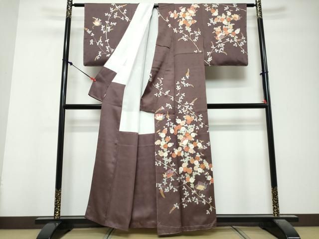 平和屋着物●訪問着 駒刺繍 花蝶文 金彩 ますいわ屋扱い 反端付き 正絹 逸品 未使用 DABL1197ud
