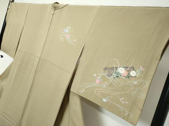 平和屋着物●訪問着 流水草花文 暈し染め 金彩 正絹 逸品 DABL1203ud